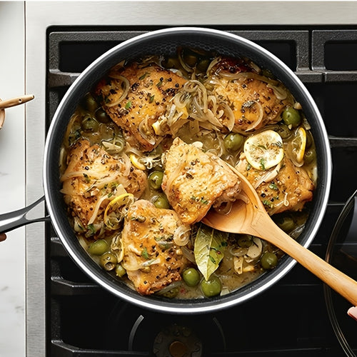 Bielmeier 8, 10, 12 Inch Nonstick Ceramic Frying Pans with Tempered Glass Lid, 6pcs Set Stainless Steel Flat Bottom Frying Pan for Gas, Electric & Induction Cooktops, Dishwasher Free