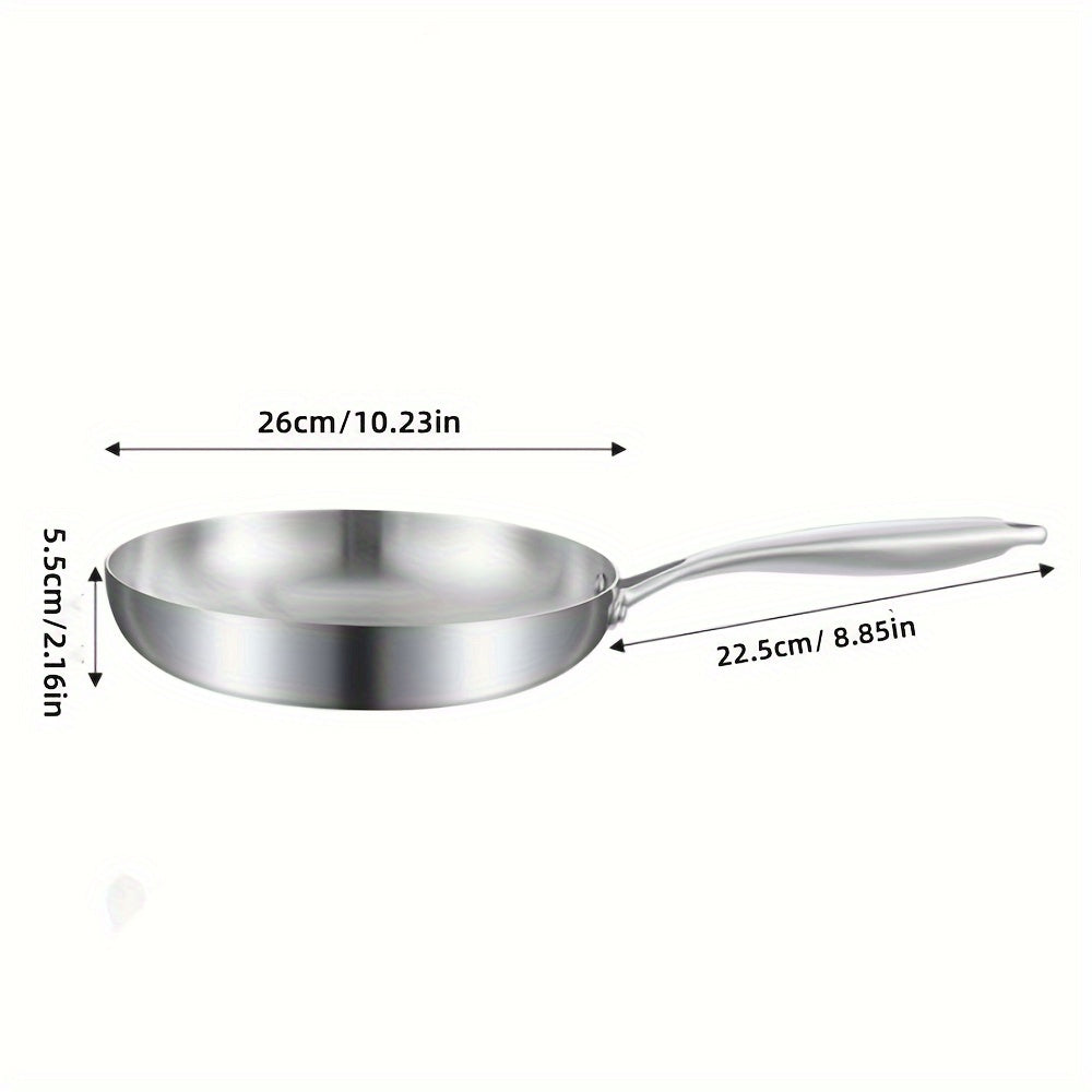 Stainless Steel Frying Pan, Non-Stick Pot for Gas Stove and Induction Cooker - Uncoated Kitchen Cookware